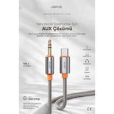 Jopus iPhone Android Uyumlu - Type-C To 3.5mm Aux Kablo - Tak Çalıştır Aux Örgülü - 1 Metre - Ja-05 - Gri - Turuncu