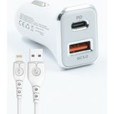 Jopus İphone Araç Şarj Aleti Çakmaklık Seti - Lightning + USB Girişli 38W JO-A7 - Beyaz