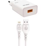 Jopus iPhone Serileri ile Uyumlu 18W Hızlı Şarj Aleti Seti – 6 / 7 / 8 / X / 11 / 12 / 13 / 14 JO-S04 - Beyaz