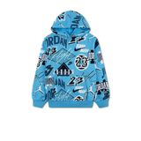 Jordan Dynasty All-Over Print Fleece Pullover Hoodie 08-16 yaş çocuk erkek Mavi Sweatshirt - 95F572-B9F