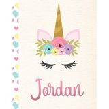 Jordan: Personalized Unicorn Sketchbook For Girls With Pink Name - 8.5X11 110 Pages. Doodle, Sketch, Create!