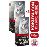 Jorgens Kennel 400g 2x Aktif Karbonlu Organik Kedi Kumu Koku Giderici Kokusuz Kedi Tuvaleti Doğal Kum Koku Önleyici