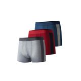 Josejuan 1002 3'lü Likralı Gri Melanj-Bordo-İndigo Erkek Boxer