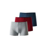 josejuan 3'lü Erkek Boxer Koton Likralı 1004, Gri Melanj & Bordo & Indigo, M