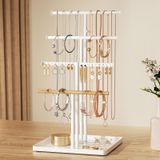 Josmimic Takı Tutucu Kolye Organizatör: Bilezik Askı Standı ve Küpe Tutucular Beyaz için Estetik Mücevher Ekranı