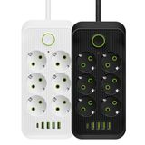 Jouis Akım Korumalı Priz Çoklayıcı - 2500W Grup Priz Uzatma Kablosu, EU Priz Girişi, 4 USB ve 1 Type-C Portlu, 2M Kablo, Isıya Dayanıklı Akıllı Şarj İstasyonu (6'lı)