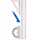Jouis Cetvel Seti Çizim Takımı 30 Cm Cetvel Pergel Gönye İletki Şeffaf Çizim Takımı Pergelli Çizim Seti 4 Parça
