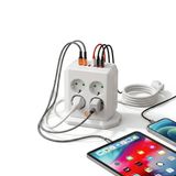 Jouis Dik Priz Kulesi Vertical Smart Power Socket - Akım Korumalı, 2500W Çoklu Priz Çoklayıcı, 8 EU Priz Girişi ve 4 USB ve 2 Type-C Portlu, 2M Kablo, Aşırı Yük Korumalı Grup Priz