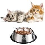 Jouis Kedi Köpek Mama Su Kabı Paslanmaz Çelik Kedi ve Köpek Mama Kabı - Kaymaz Tabanlı, Dayanıklı Besleme Tası (16 Cm)