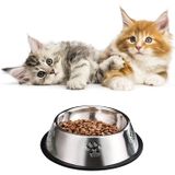 Jouis Kedi Köpek Mama Su Kabı Paslanmaz Çelik Kedi ve Köpek Mama Kabı - Kaymaz Tabanlı, Dayanıklı Besleme Tası (22 Cm)