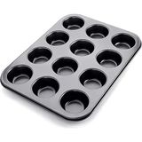 Jouis Muffin Kek Kabı Cupcake Fırın Tepsisi – Yapışmaz Metal Hamur, 12 Gözlü Muffin Kabı, Cup Cake Pişirme - Standart