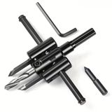 Jouis Panç Delme Ayarlanabilir Alçı Panç Delme Aparatı – 2 Bıçaklı Daire Testeresi – 30mm-200mm Delik Açma – Matkap Ucu ve Anahtar Dahil Set