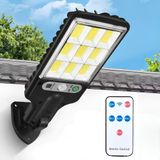 Jouis Solar Güneş Enerjili Sokak Lambası 120 LED - IP65 Su Geçirmez Uzaktan Kumandalı ve Hareket Sensörlü COB LED Dış Mekan Duvar Aydınlatması, Bahçe, Otopark ve Avlu Projektörü