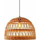 JouJou El Yapımı Rustik Rattan Avize Nova 35 cm x 35 cm | Doğal Kök Boya Vernikli Iskandinav Aydınlatma - 1 - Bej