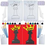 Journi Canvas Satranç Parçaları (2 Paket) 12x16 Çiftler Boya Parti Kitleri Boya ve Yudum için Önceden Çizilmiş Anahat Tuval