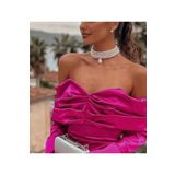 Jovela Barok cam inci 4 sira choker tasma kolye