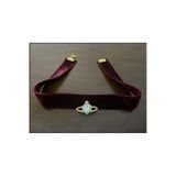 Jovela Satürn kristal kalp bordo choker tasma kolye