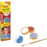 Jovi 174AD Face Paint Adventure Yüz Boyama Seti - 3 Renk Krem Boya (Beyaz, Kırmızı, Açık Mavi) + Fırça ve Sünger - Beyaz - Kırmızı - Mavi