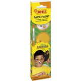 Jovi 174AN Face Paint Animals Yüz Boyama Seti - 3 Renk Krem Boya (Beyaz, Turuncu, Siyah) + Fırça ve Sünger - Beyaz - Turuncu - Siyah