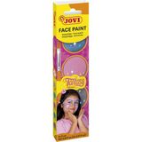 Jovi 174FA Face Paint Fantasy Yüz Boyama Seti - 3 Renk Krem Boya (Pembe, Açık Mavi, Gümüş) + Fırça ve Süngerli Masal ve Peri Temalı Yüz Boyası - Pembe - Açık Mavi - Gümüş