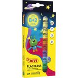 Jovi 90/10G Plastilina Bitkisel Oyun Hamuru 10'lu Kutu (8 Renk + 2 Fosforlu Renk) - Asla Kurumayan, Glütensiz Çocuk Modelleme Hamuru - Çok Renkli