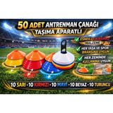 Jovva Sport Antrenman Çanağı 50 Adet 5 Renk taşıma aparatlı - Çok Renkli