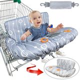 JOWEY Bebek için alışveriş sepeti kılıfı, erkek ve kız bebek için bakkal arabası kılıfı, bebek ve küçük çocuklar için yüksek sandalye kılıfı, bebek hediye listesi hediyesi, su geçirmez, ekstra büyük, pamuk çift taraflı (gri)
