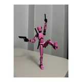 JOY 3D Robot Dummy Oynar Eklemli Hareketli Oyuncak Aksiyon Figürü 3D 13 cm Pembe Siyah