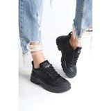 Joy Ayakkabı Jane Bağcıklı Ortopedik Taban Kadın Sneaker Spor Ayakkabı Cst - Siyah