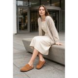 Joy Ayakkabı Kadın Taba Hakiki Süet Deri Mule Loafer Mantar Tabanlı Arkası Açık Günlük Terlik Ayakkabı AJY0456 JY-554589