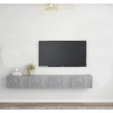 Joy Dizaynn Joy Tv Ünitesi Tv Sehpası Alt Modülü Gri Beton Dokulu 240 cm - Abanoz - Antrasit