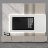 Joy Dizaynn Modern Tasarımlı Kum Beji MDF TV Ünitesi 240 cm Boyutlarıyla Şık ve Fonksiyonel