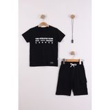 Joy Kids Erkek Çocuk %100 Pamuk Kolye Hediyeli Sırt Baskılı Takım (2-6yaş) (Siyah) - 5 - 6 Yaş