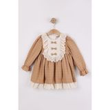 Joy Kids Kız Bebek Dantel Detaylı Mevsimlik Elbise (9-24AY) (Taba) - 18 Ay