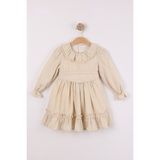 Joy Kids Kız Çocuk Müslin Kumaş Basic Mevsimlik Elbise (2-5yaş) (Krem) - 4 Yaş