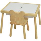 Joy Kids Toy Ahşap Duyusal Çocuk Aktivite Masası 1 Adet Ayı Sandalye ile Doğal Malzeme