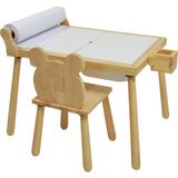 Joy Kids Toy Rulo Aparatlı Doğal Ahşap Duyusal Çocuk Aktivite Masası Oyun Masası 1 Adet Ayı Sandalye