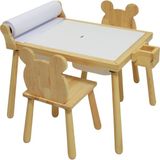 Joy Kids Toy Rulo Aparatlı Doğal Ahşap Duyusal Çocuk Aktivite Masası Oyun Masası 2 Adet Ayı Sandalye