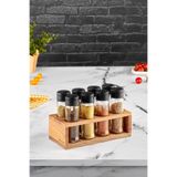 Joy Kitchen Lisa 8'li Baharatlık Seti, Kayın Ağacı, Siyah Kapak