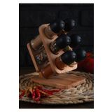 JOY KİTCHEN Masaüstü Baharatlık Seti Baharatlık Julia 6 Lı Baharat Seti Ahşap Standlı Baharatlık