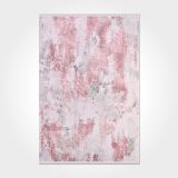 Joy Pink Soyut Bambu Modern Geometrik Etnik Desenli Boho Makinada Yıkanabilir Hafif Hav Toz Vermez Leke Tutmaz Kaymaz Taban Dijital Makine Baskı Halı Oturma Odası Salon Yolluk Koridor Mutfak Halısı