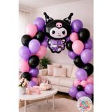 Joyane Kuromi Balon Seti 41 Parça Mor Pembe Siyah Doğum Günü Parti Süsleme Seti