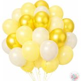 Joyane Metalik Sarı ve Makaron Sarı Beyaz Balon Seti | 24 Parça A Kalite Balon, Parti ve Doğum Günü Seti - 25 cm