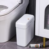 JOYBOS Kapaklı Banyo Çöp Kovası,Basın Üst Kapaklı 3 Galon Küçük Çöp Kovası,Tuvalet, Ofis, Yatak Odası, Oturma Odası için Açılır Kapaklı 10L Köpek Geçirmez İnce Plastik Dar Çöp Kutusu, Gri