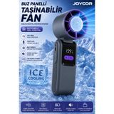 JOYCOR Buz Panelli Turbo Soğutmalı El Fanı 199 Kademeli Güçlü Rüzgar 4000mAh LED Dijital Ekran Taşınabilir Mini Vantilatör