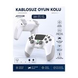 JOYCOR P06 Kablosuz Gamepad - Arka Atanabilir Tuşlu - PC/PS4/PS3/iOS/Android Uyumlu Beyaz Oyun Kolu Titreşimli Joystıck