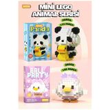 Joyfer 186 Parça Kurdeleli Ördek + 179 Parça Panda Model Karakter Figürü 3D Yapı Oyuncakları Mikro Blok Hayvan Koleksiyonu Serisi İkili Set
