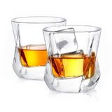 JoyJolt Aurora Kristal Viski Bardağı, Bükülmüş Viski Bardağı, 2'li Set, Eski Moda Likör Bardağı, Kristal Scotch Bourbon Viski Bardağı, 239 ml Viski Bardakları