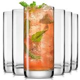 JoyJolt Faye 13oz Highball Bardakları, 6 parça Uzun Cam Setleri. Kurşunsuz Kristal İçme Bardakları. Su Bardakları, Mojito Cam Bardaklar, Tom Collins Bar Züccaciye ve Karışık İçecek Kokteyl Bardağı