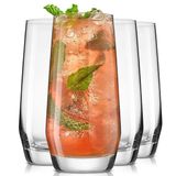 JoyJolt Gwen 18oz Highball Bardakları, 4 parça Uzun Cam Setleri. Kurşunsuz Kristal Cam İçme Bardakları. Su Bardakları, Mojito Cam Bardaklar, Tom Collins Bar Züccaciye ve Karışık İçecek Kokteyl Bardağı